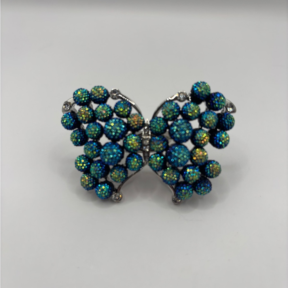 Vintage Peacock Rhinestone Butterfly Ring - Picture 3 of 10